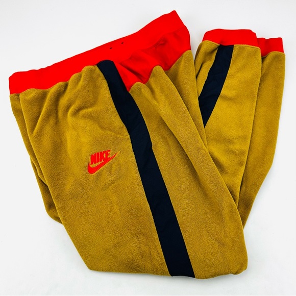 Nike Sportswear Retro Fleece Jogger Pant Pockets Colorblock Gold Bronze Black - Picture 14 of 15